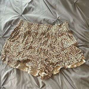 Blue Rain High Waist Leopard Print Shorts